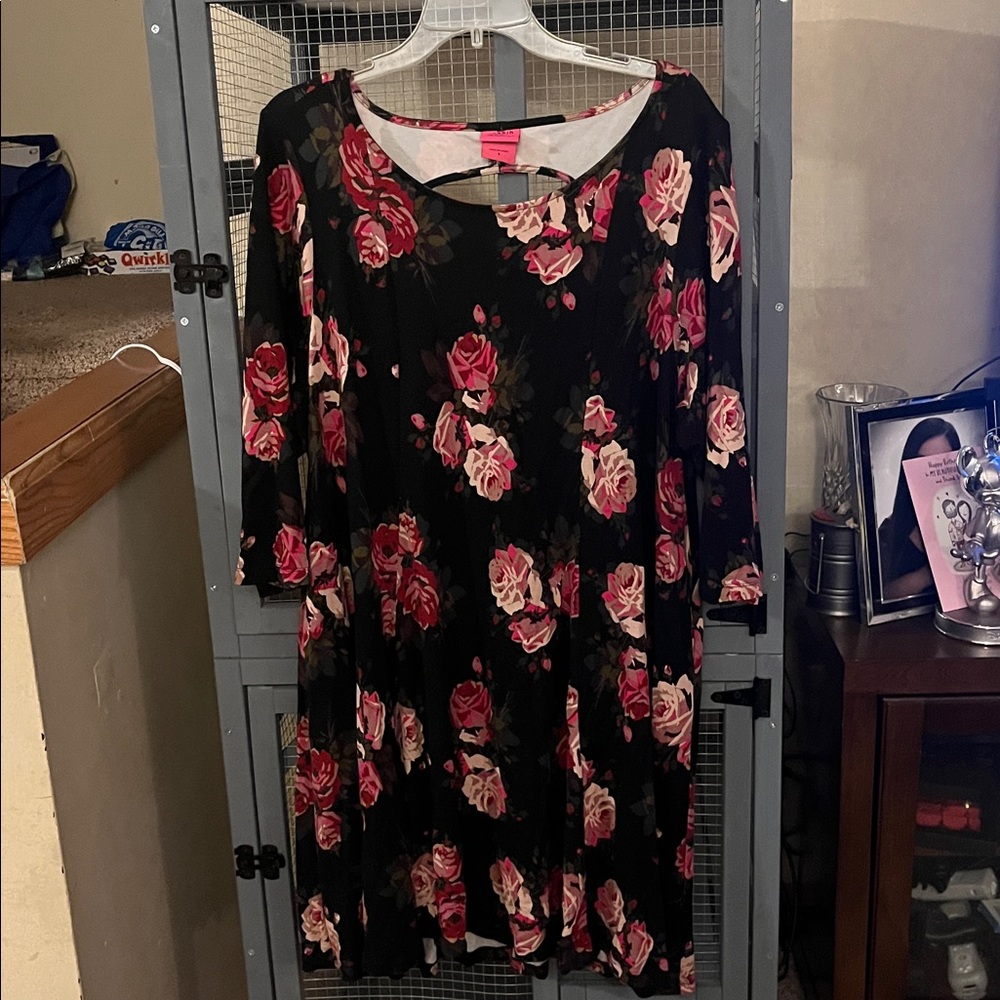 Torrid Black and Pink Floral Dress